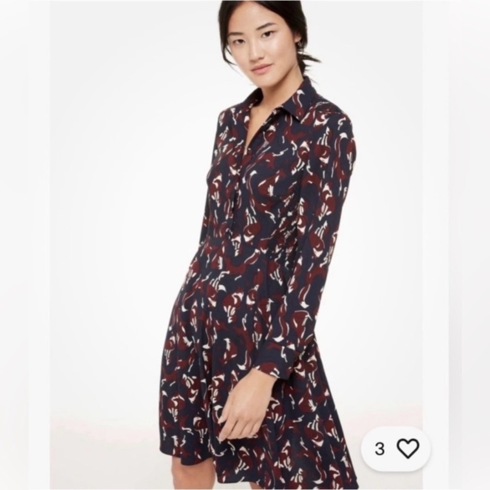 kate spade navy foxes print dress with burgundy and cream accents